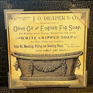 NWT Stupell Home Décor Old English Tub Olive Oil and Fig Soap Wall Plaque Art